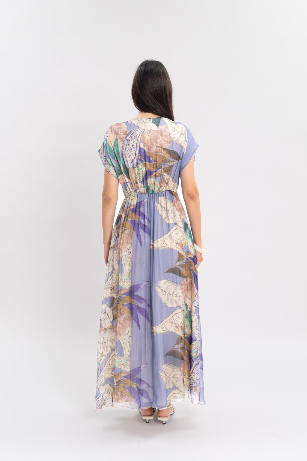 Robe florale en soie