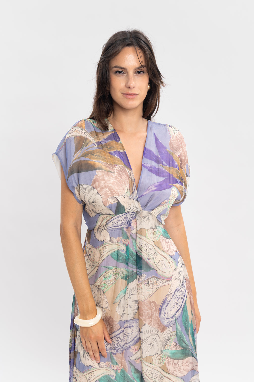 Robe florale en soie