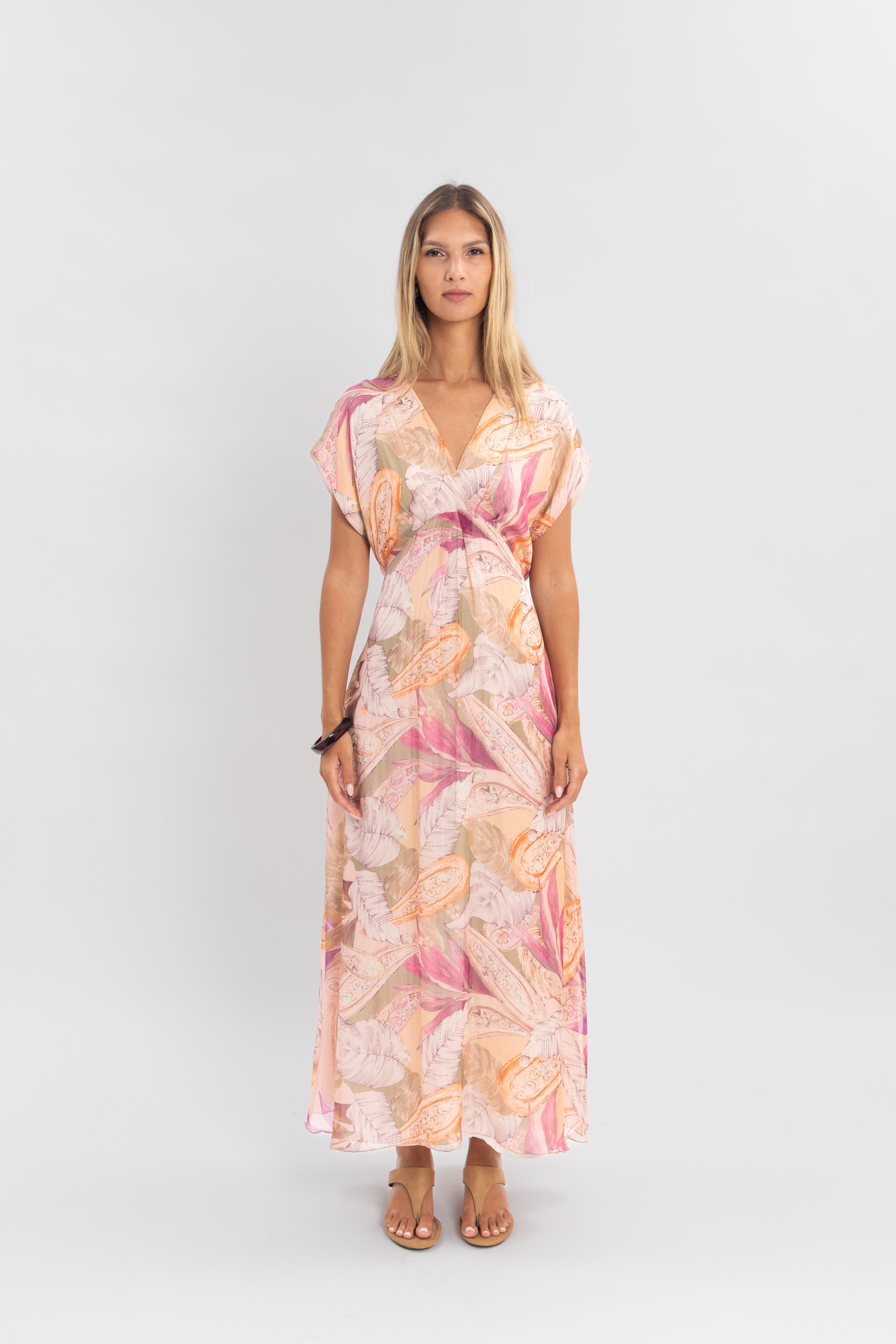 Robe florale en soie