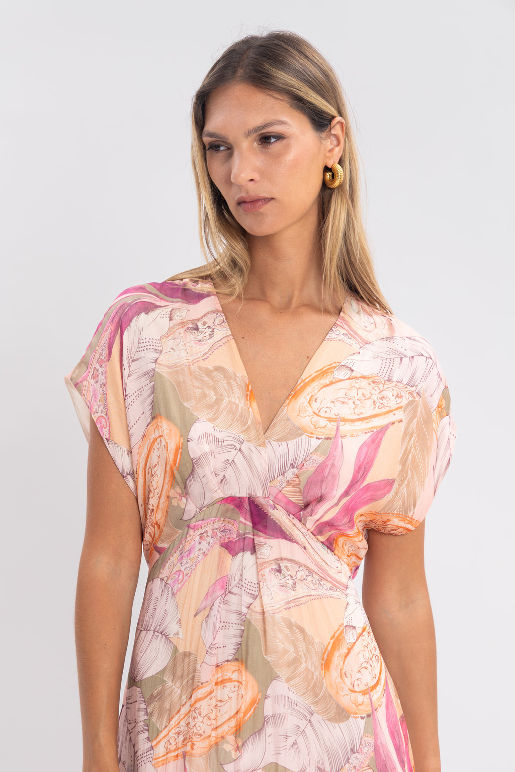 Robe florale en soie