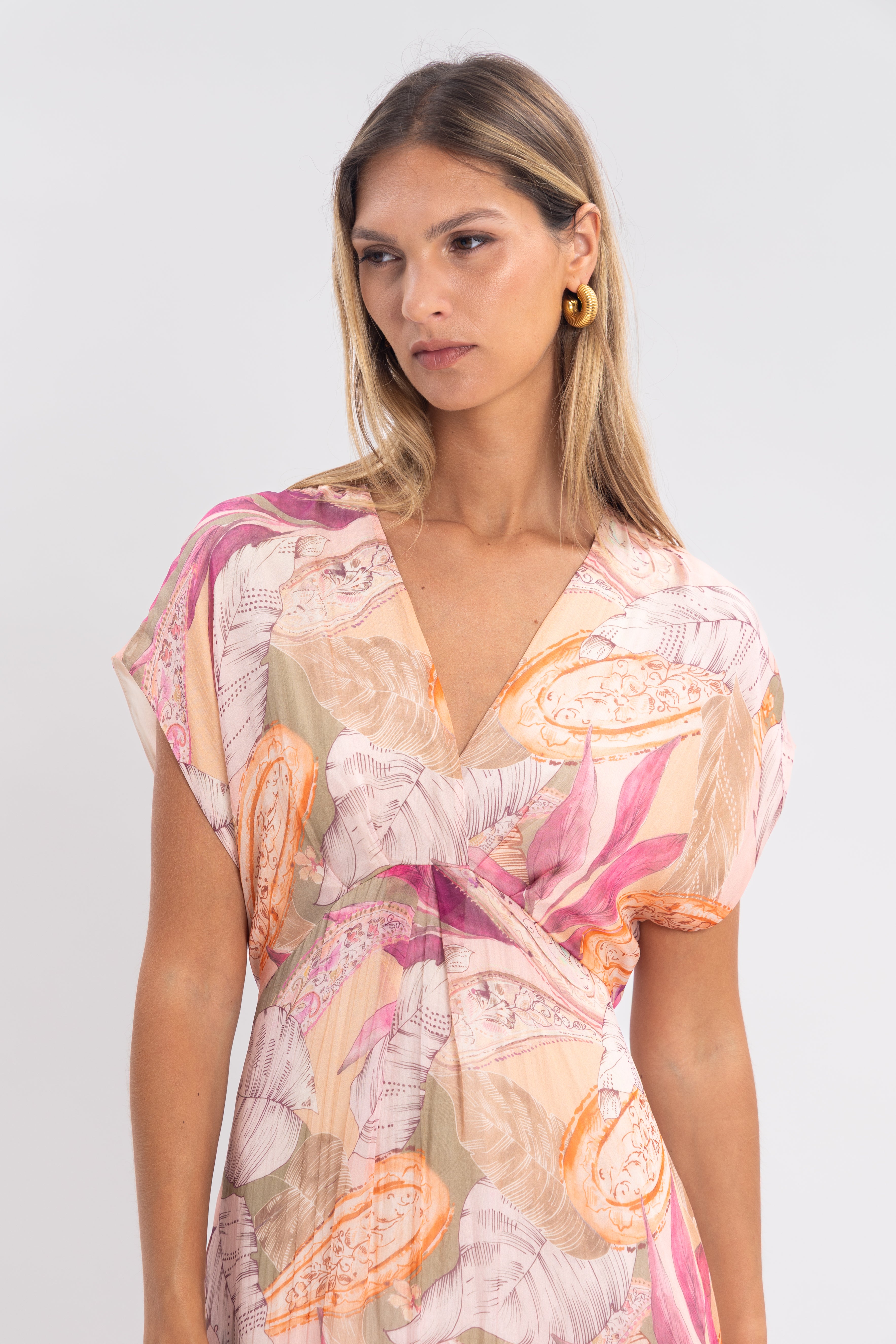 Robe florale en soie