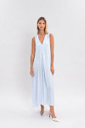 Robe longue unie col v
