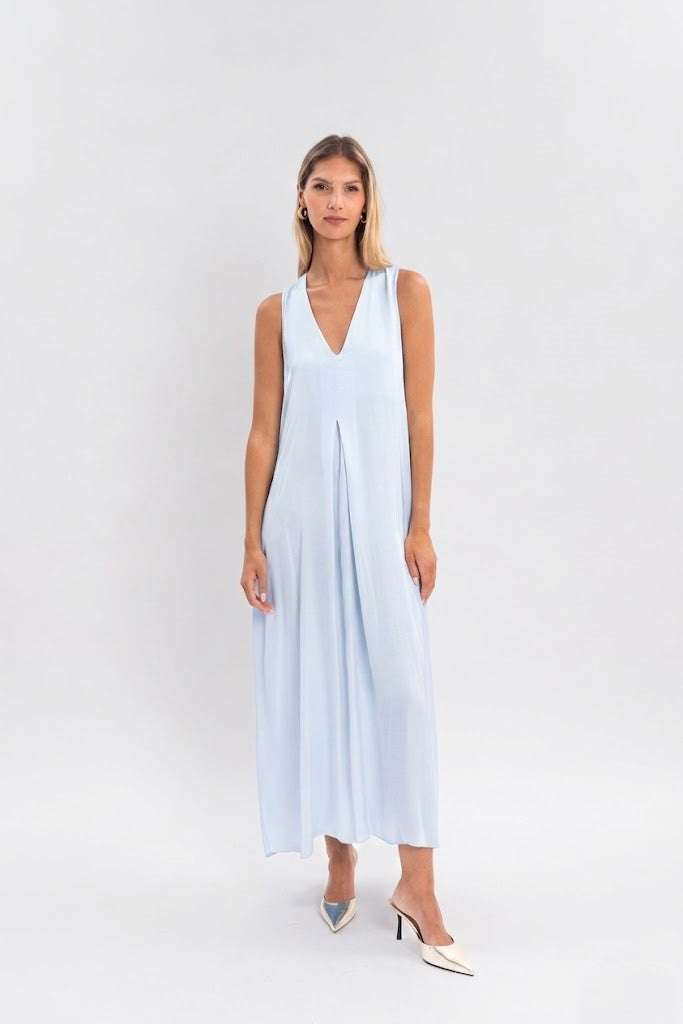 Robe longue unie col v