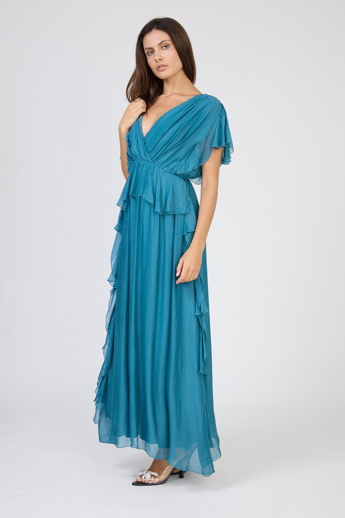 Flowing tiered maxi dress