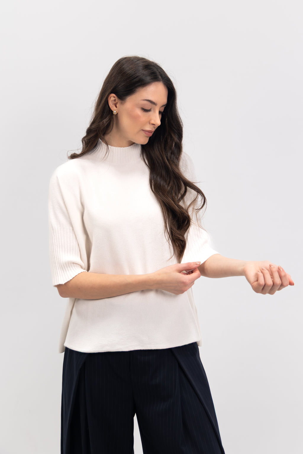 Ultra-thin short-sleeved turtleneck sweater