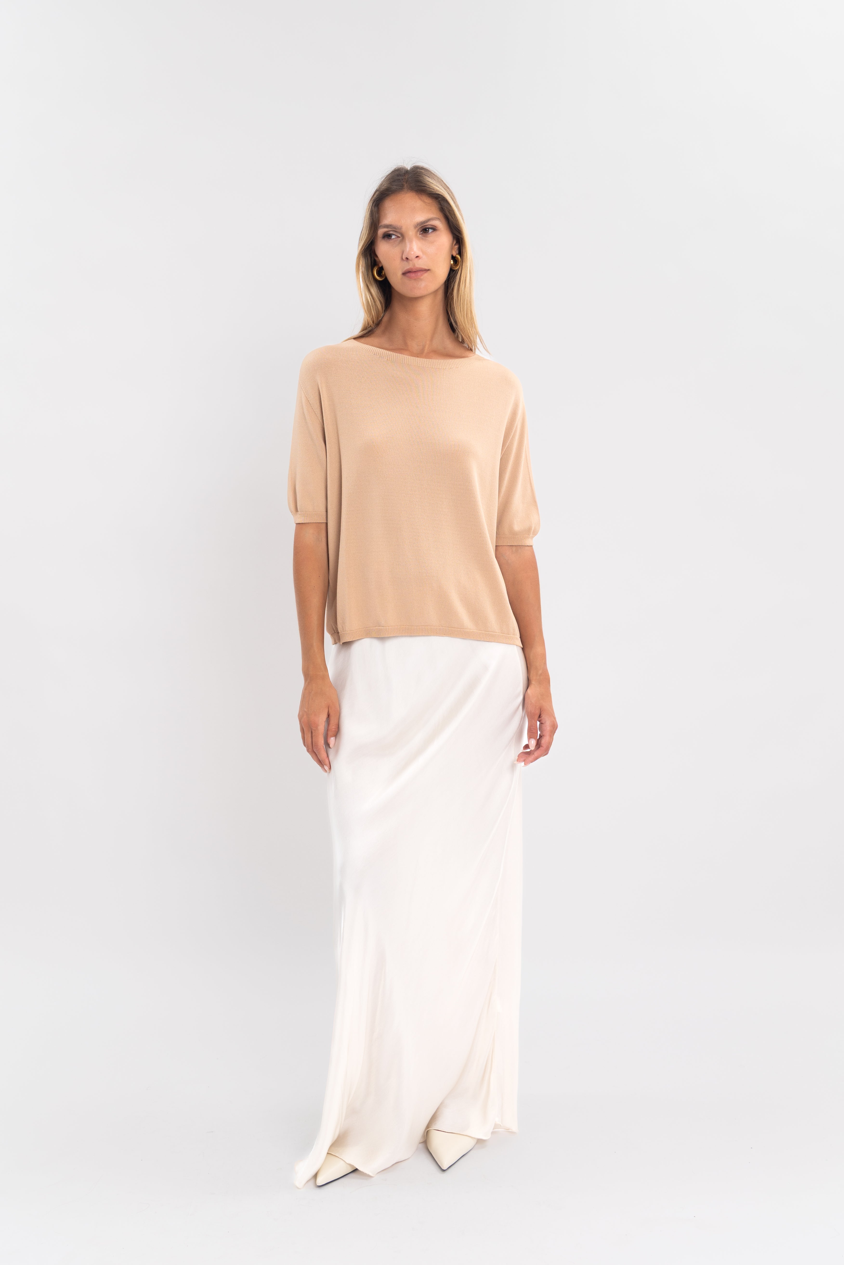 Maille froide sans couture col rond