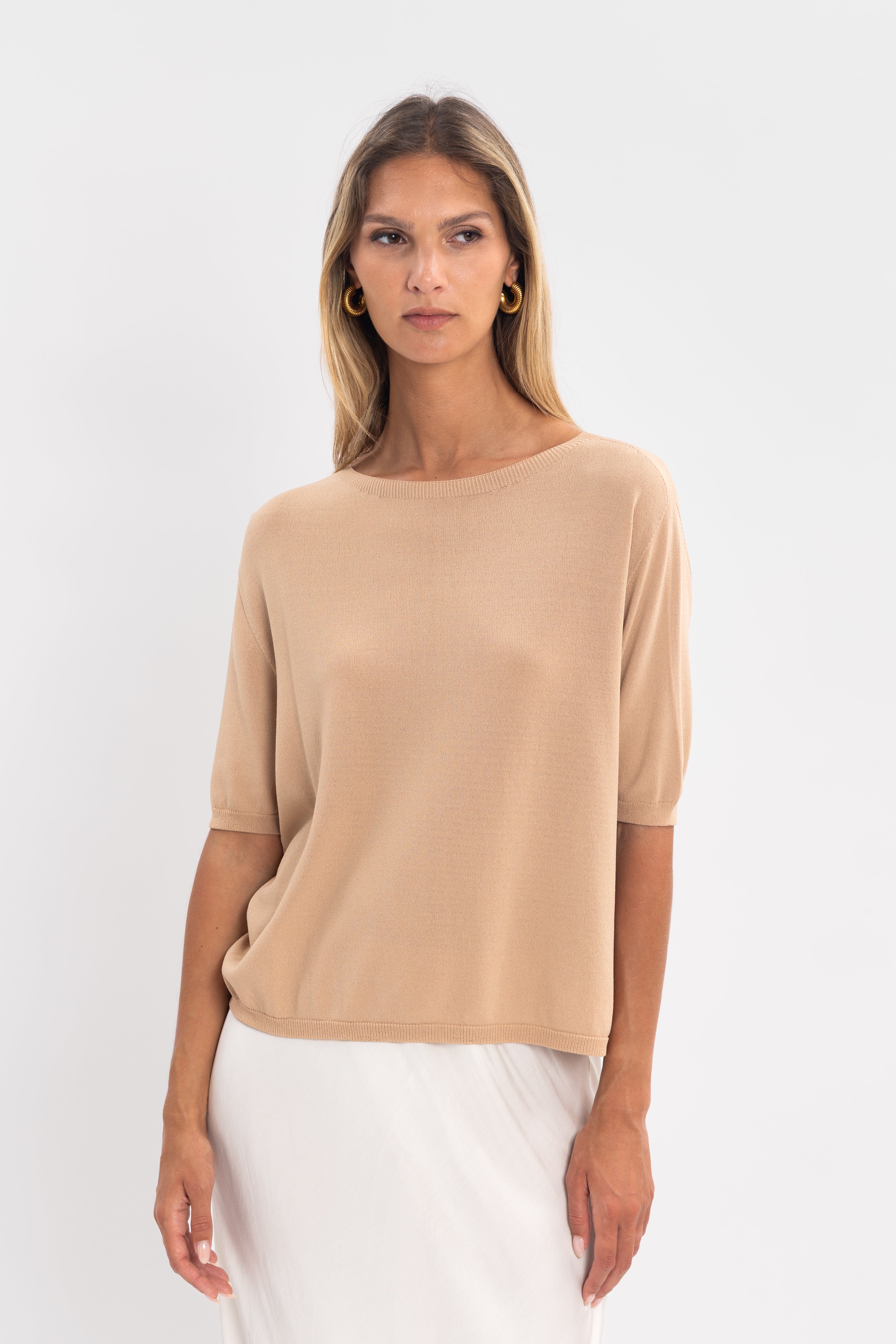 Maille froide sans couture col rond