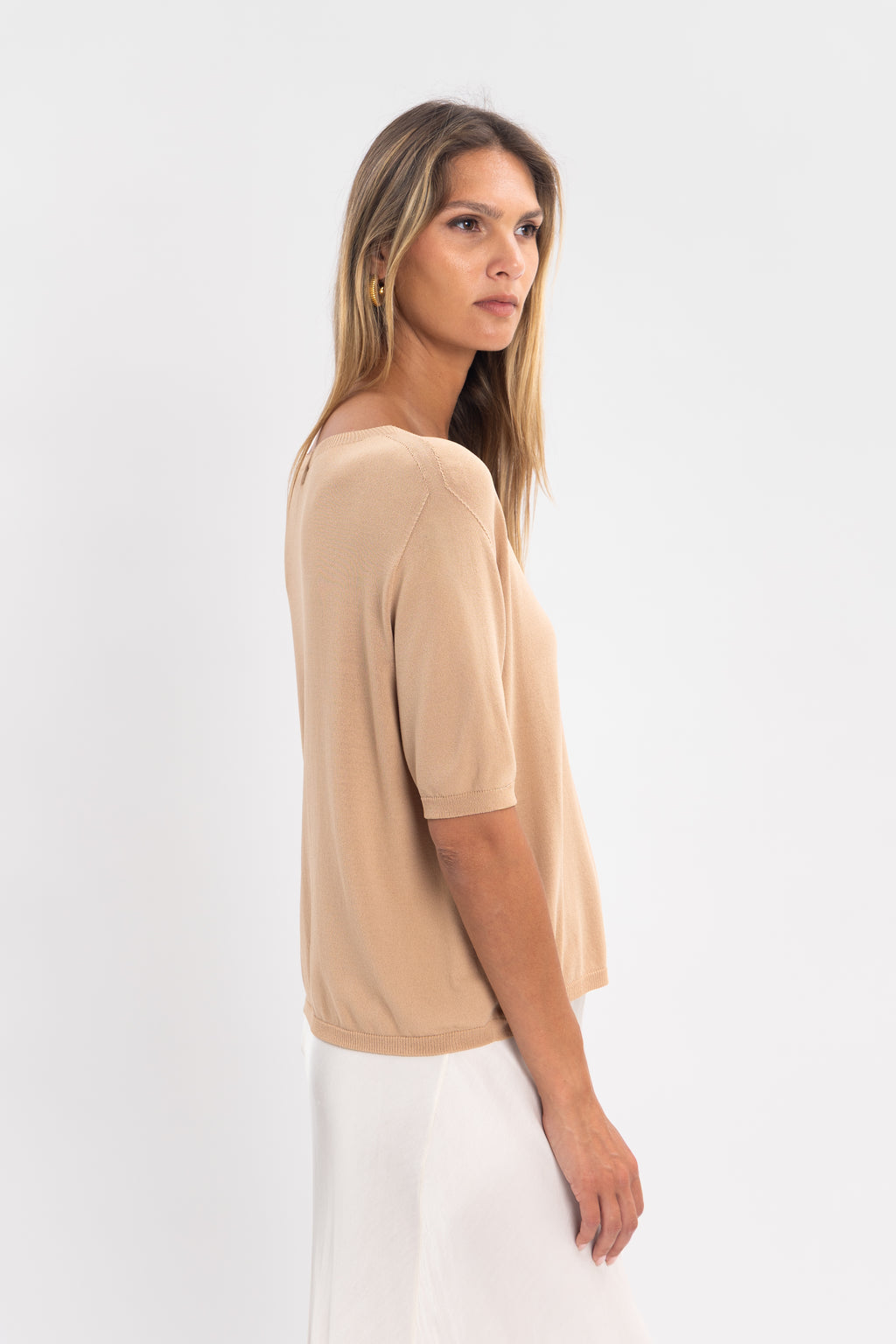 Maille froide sans couture col rond