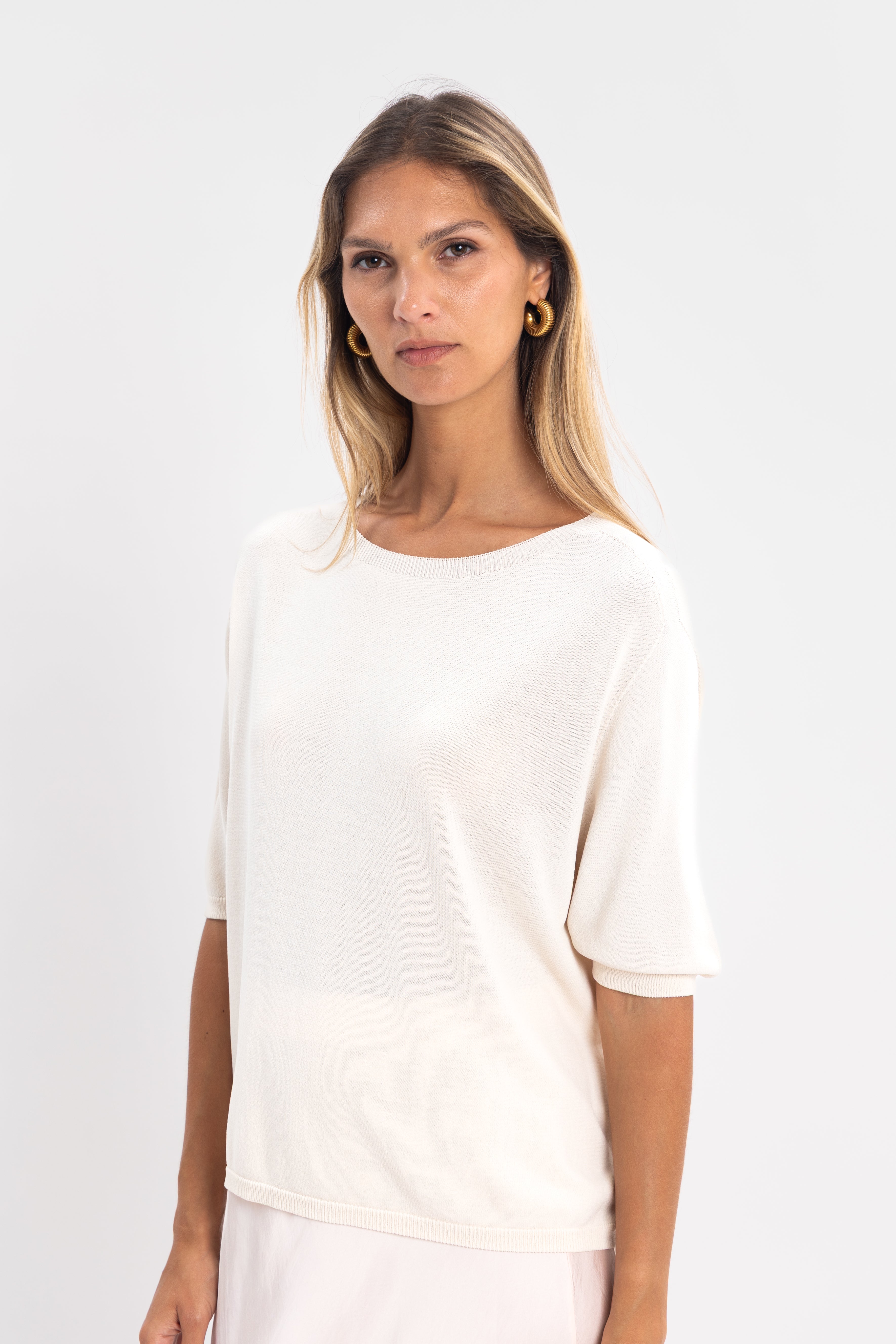 Maille froide sans couture col rond