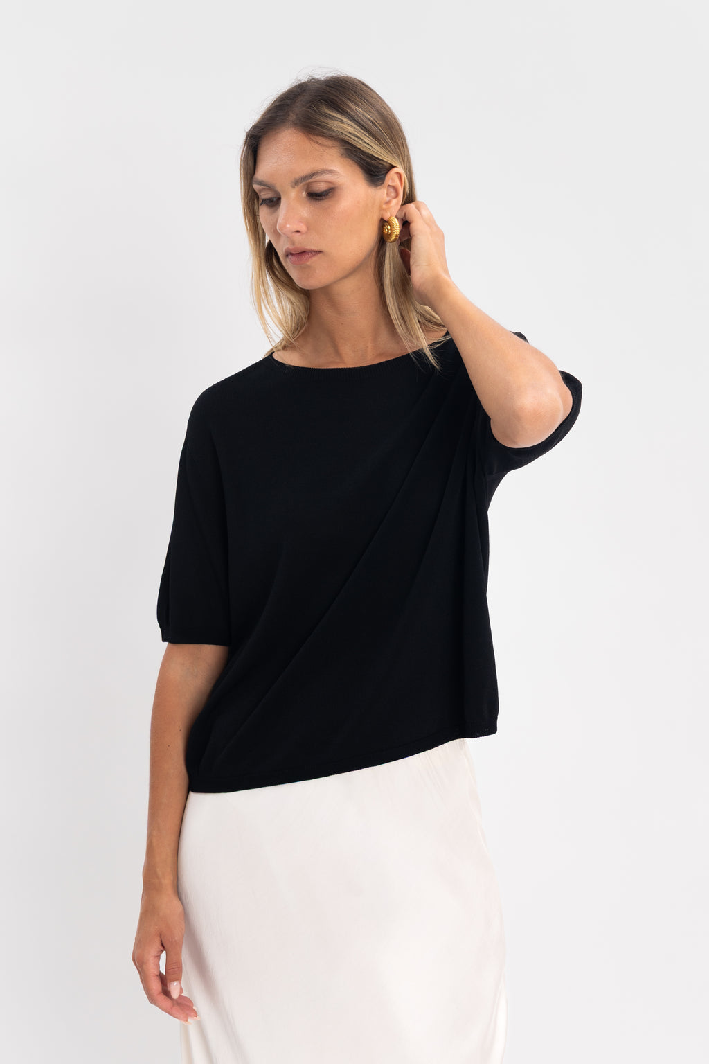 Maille froide sans couture col rond