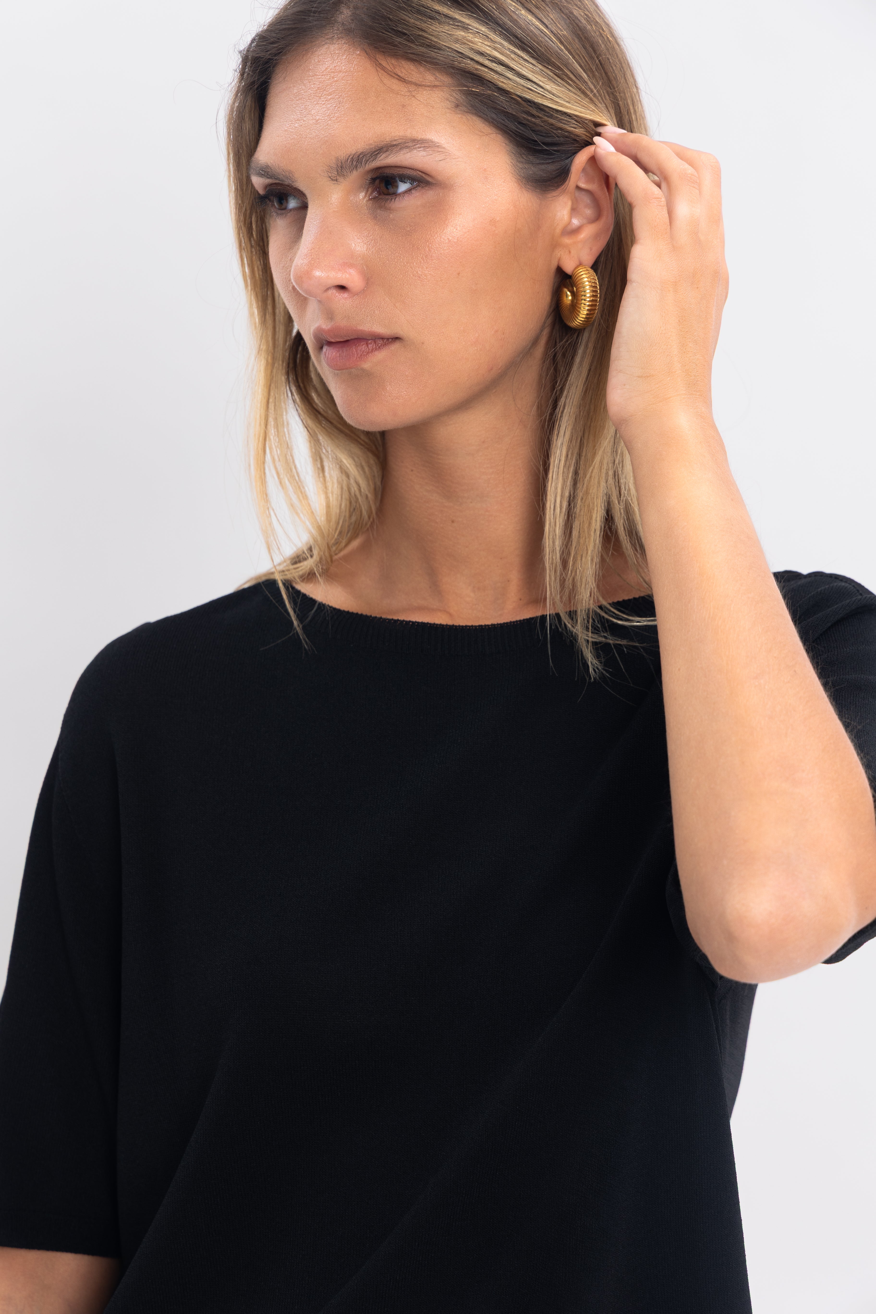 Maille froide sans couture col rond