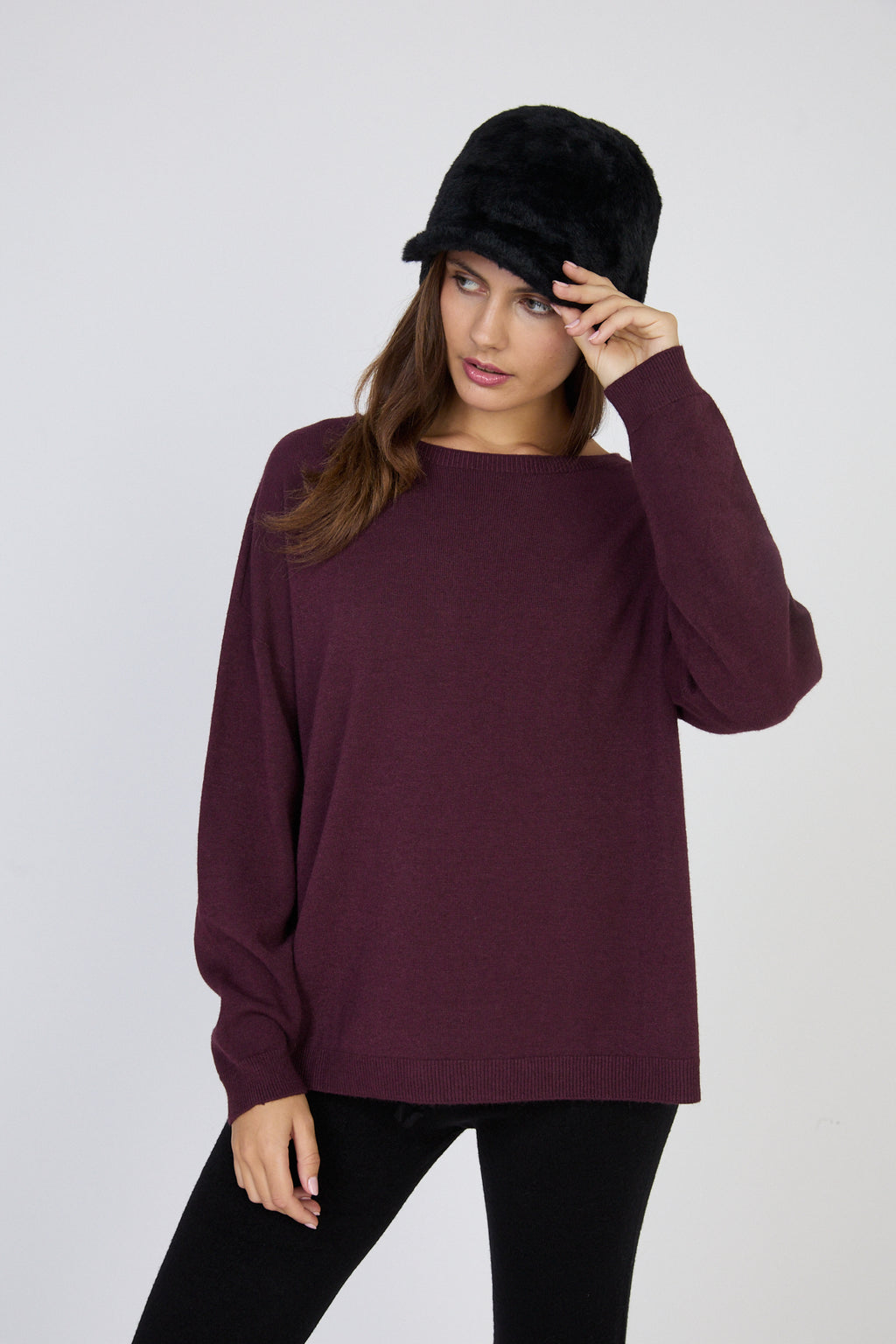 Pull col bateau coupe overzise