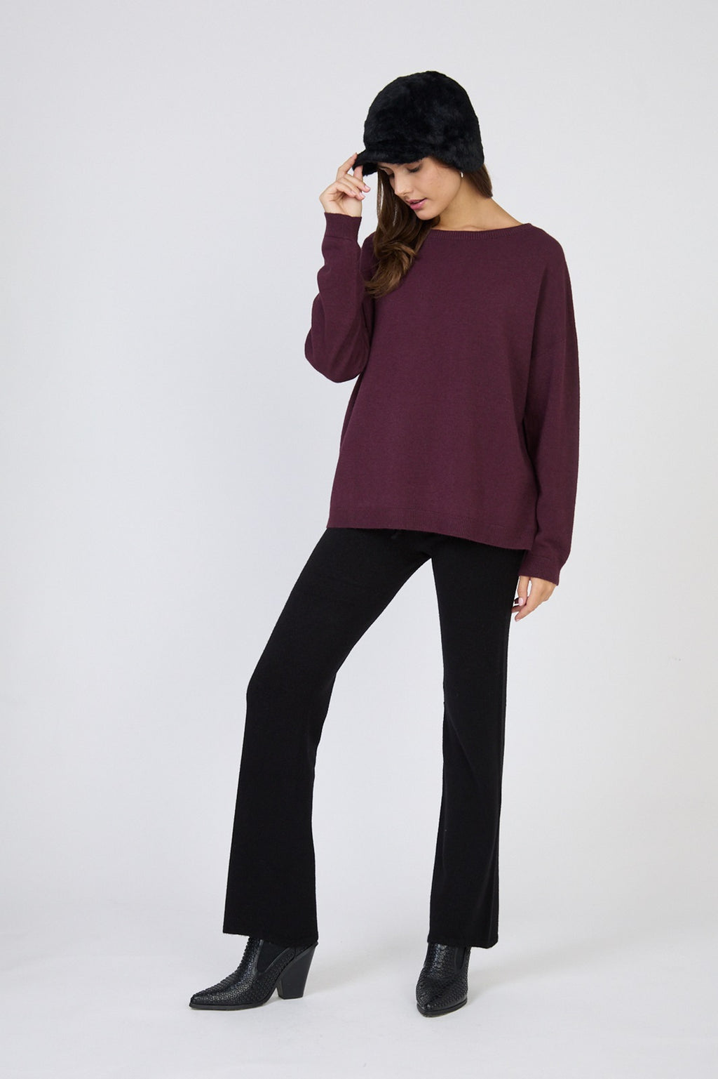 Pull col bateau coupe overzise