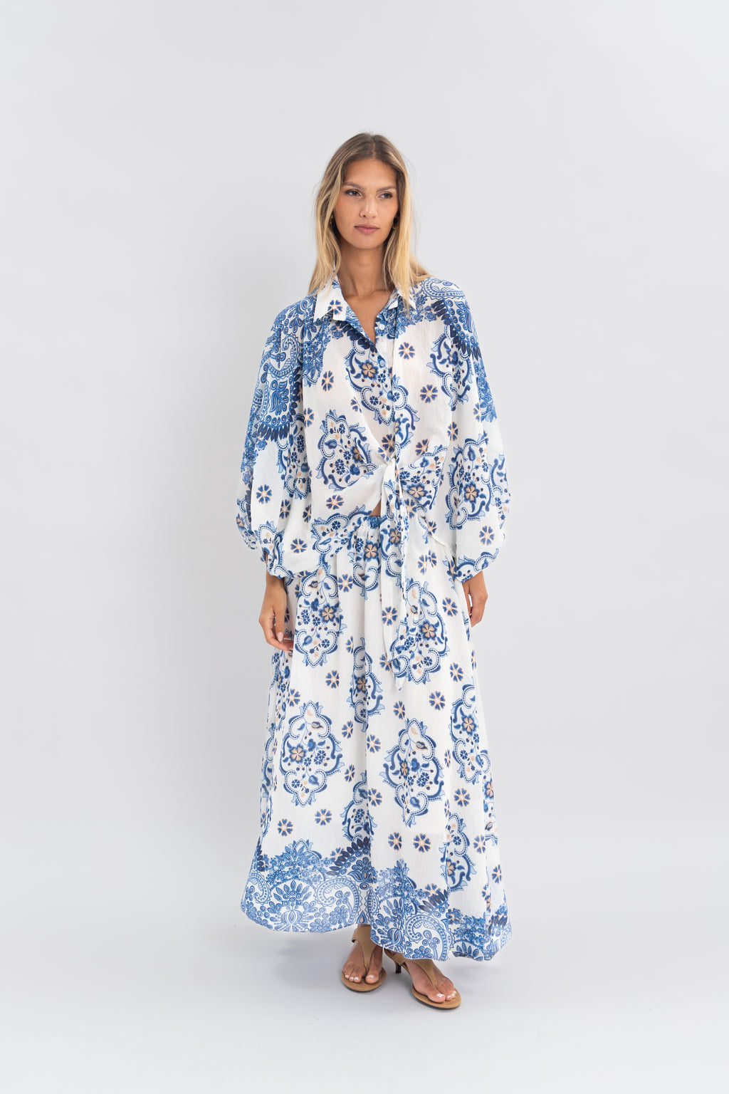 Blouse imprimé avec noeud