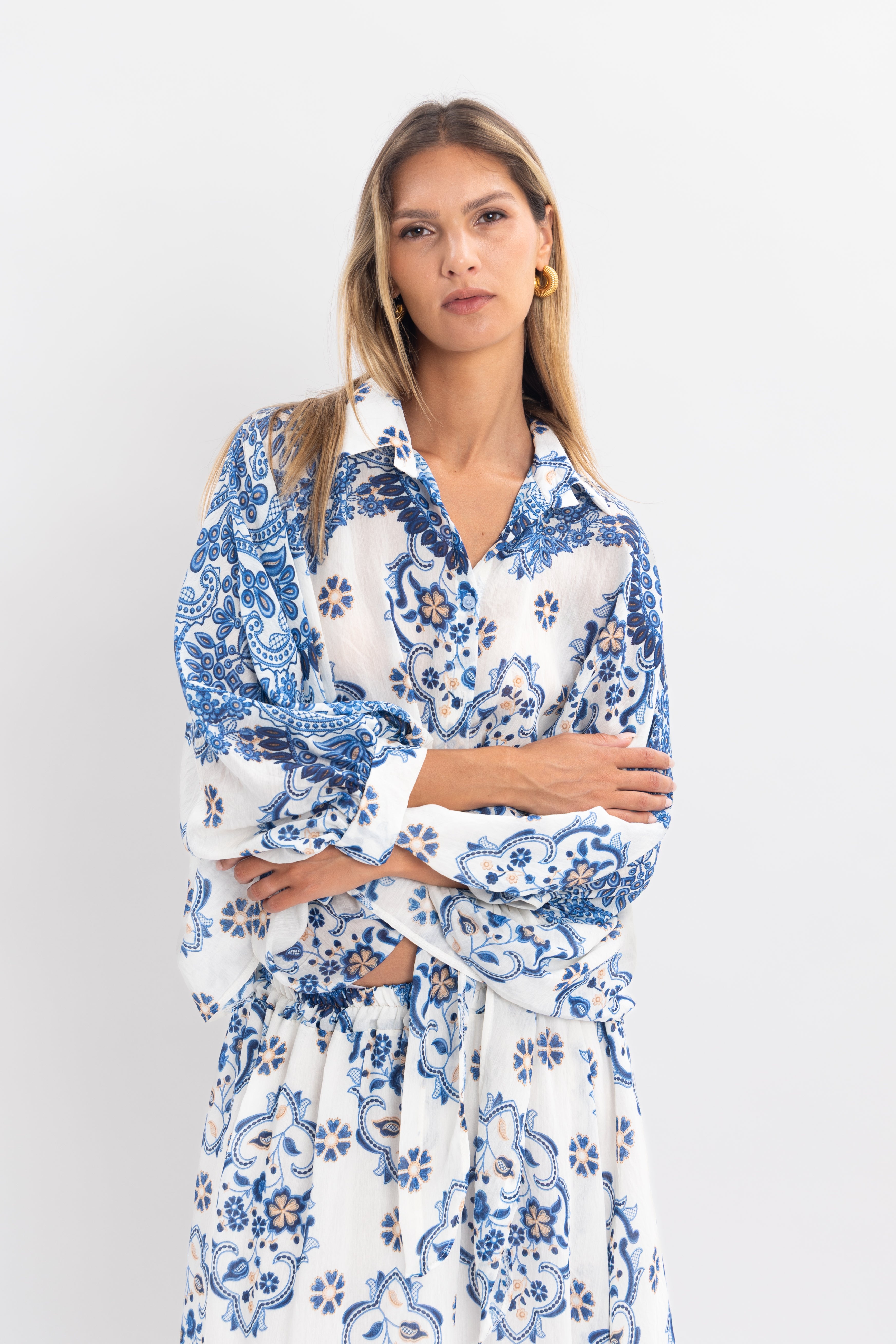 Blouse imprimé avec noeud