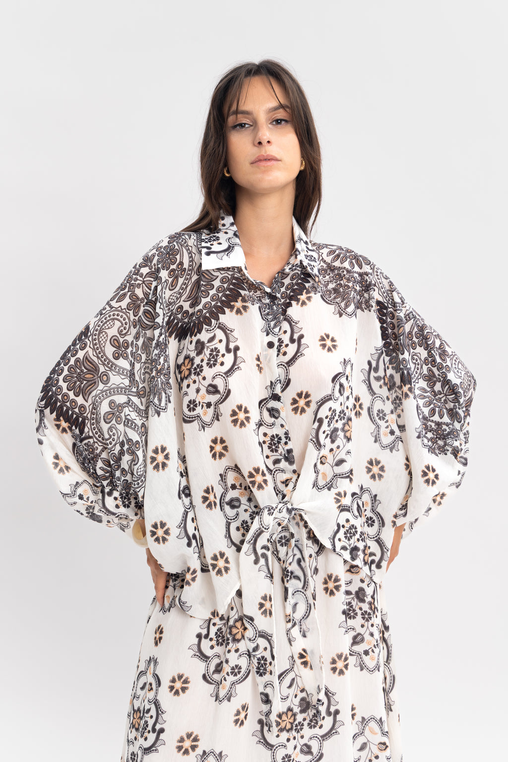 Blouse imprimé avec noeud