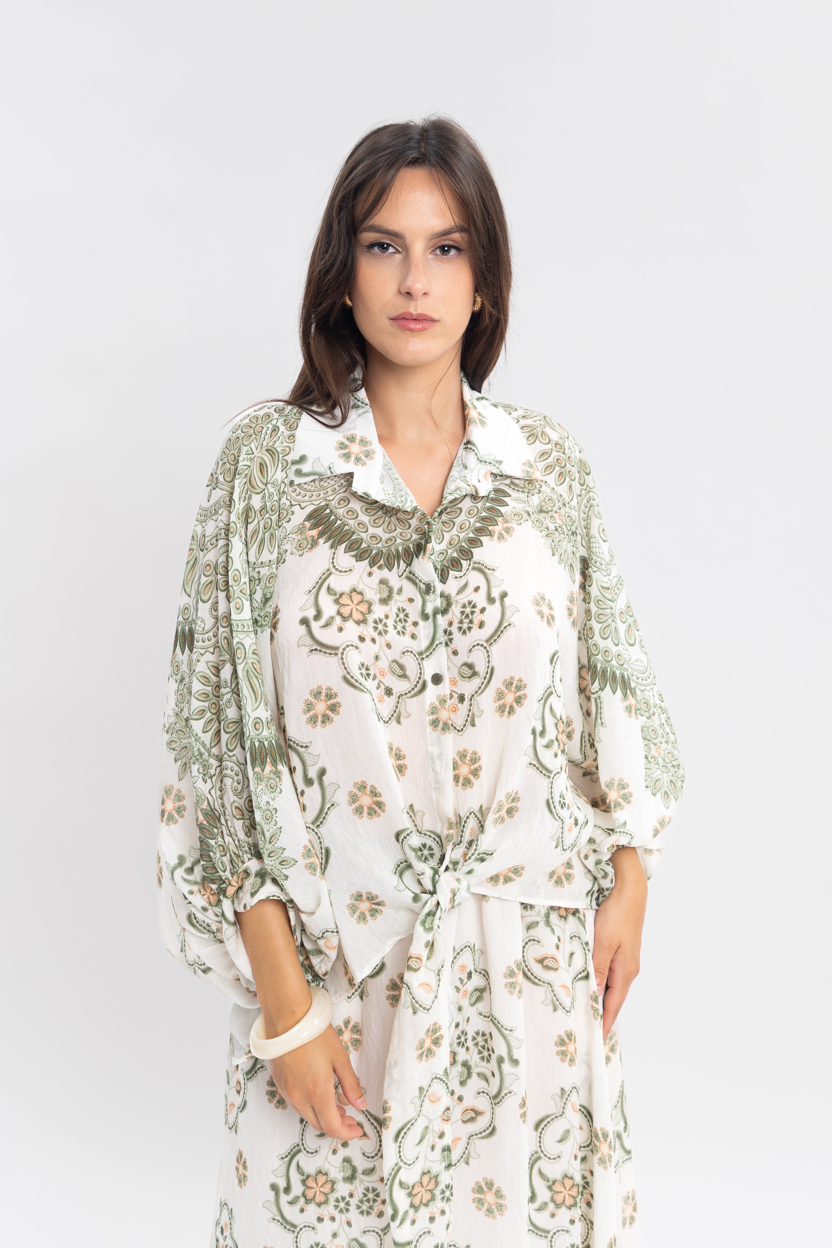 Blouse imprimé avec noeud