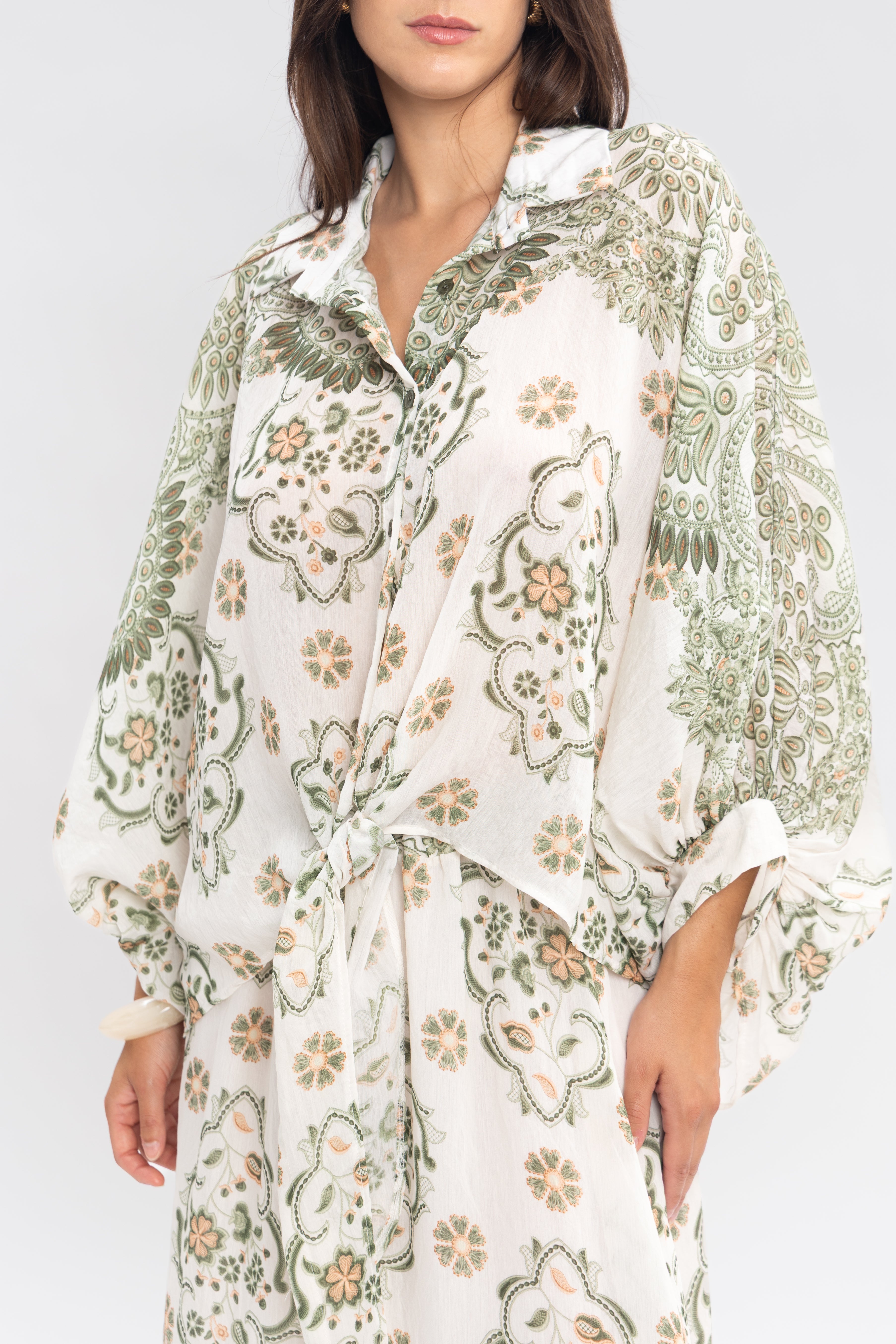 Blouse imprimé avec noeud