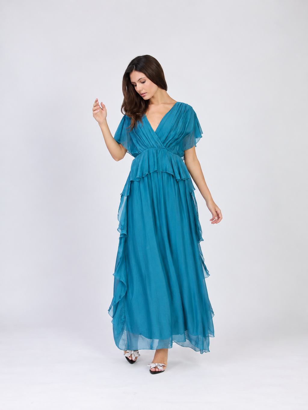 Flowing tiered maxi dress