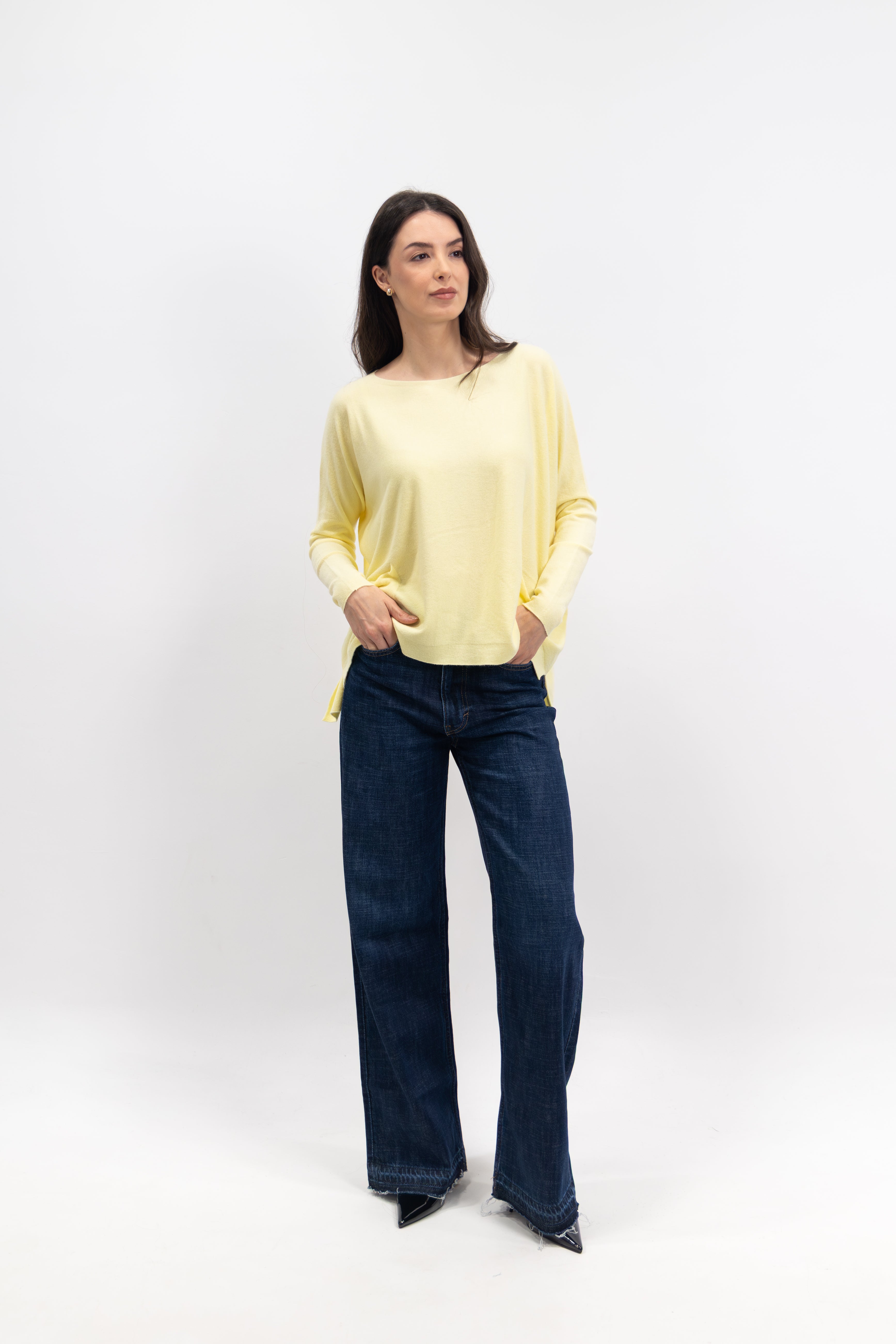 Pull col rond ultrafin avec poches