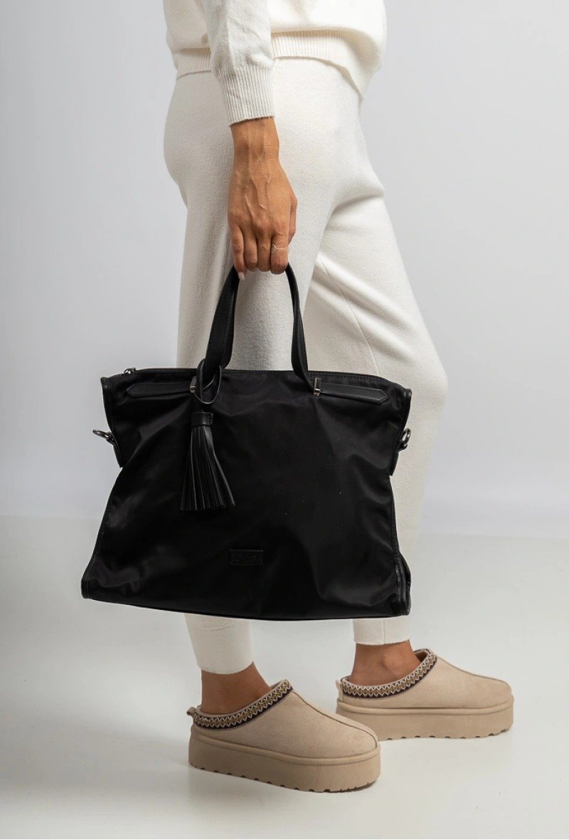 SAC CABAS EN NYLON ET SIMILI-CUIR