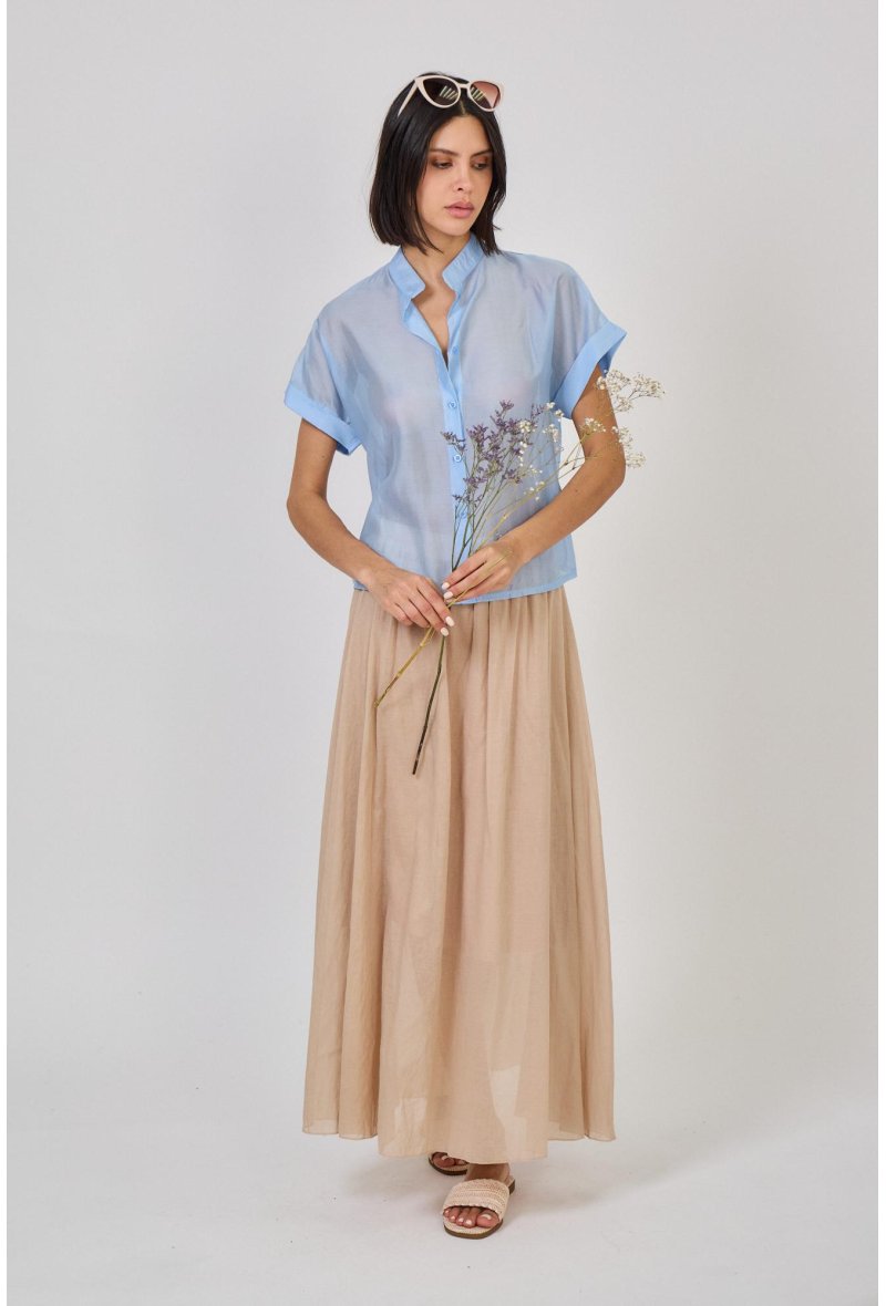 BLOUSE TRANSPARENTE MANCHES COURTES