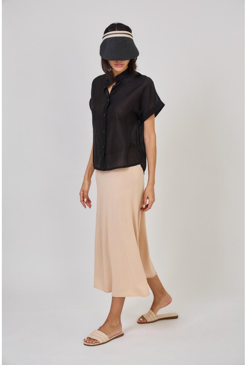 BLOUSE TRANSPARENTE MANCHES COURTES