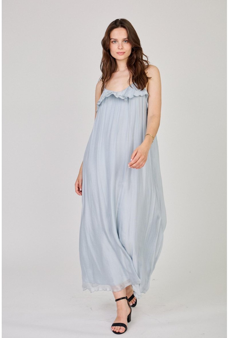 ROBE LONGUE EN SOIE MÉLANGÉE