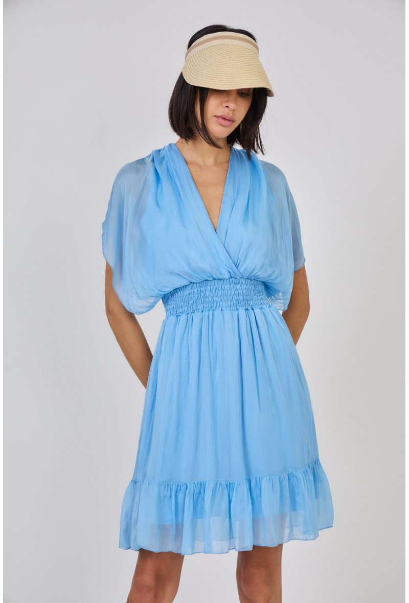 ROBE COURTE EN SOIE MELANGEE