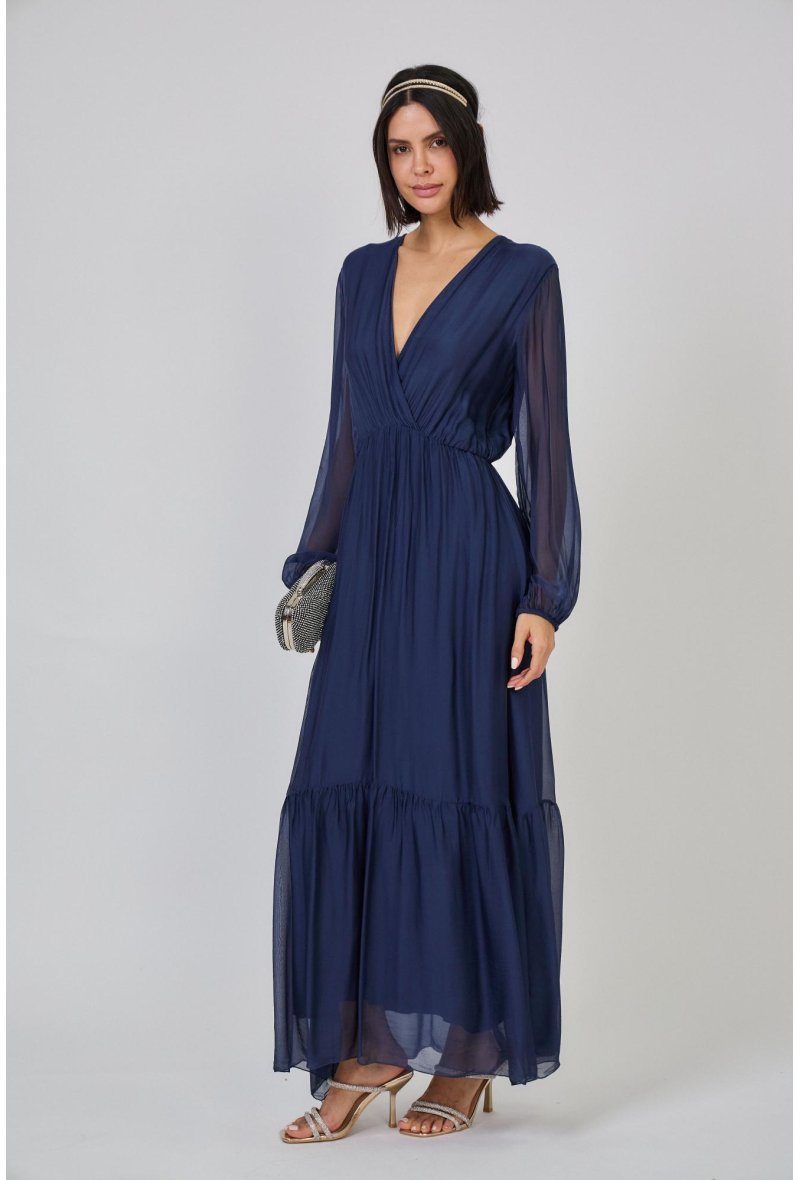 ROBE LONGUE EN SOIE MELANGEE