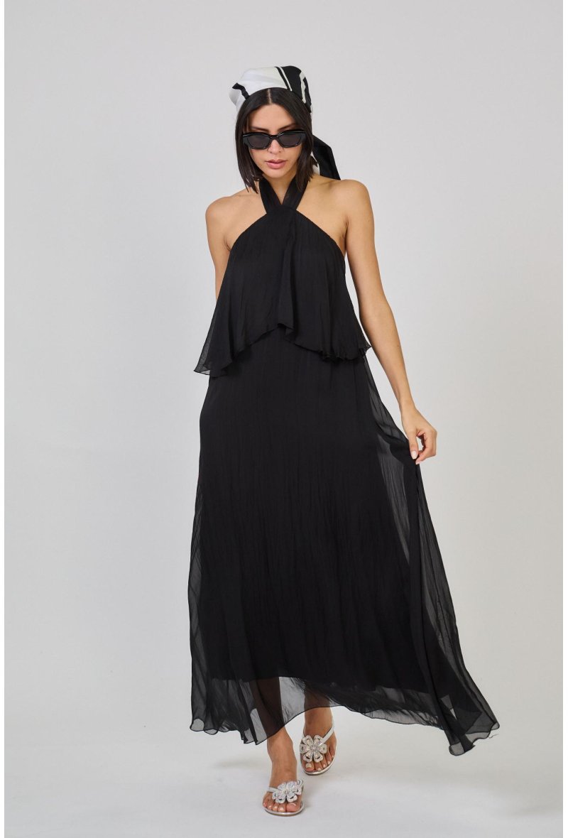 ROBE DOS NU EN SOIE MÉLANGÉE