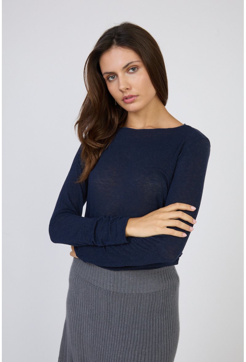 SOUS PULL COL BATEAU EN CACHEMIRE MÉLANGÉ