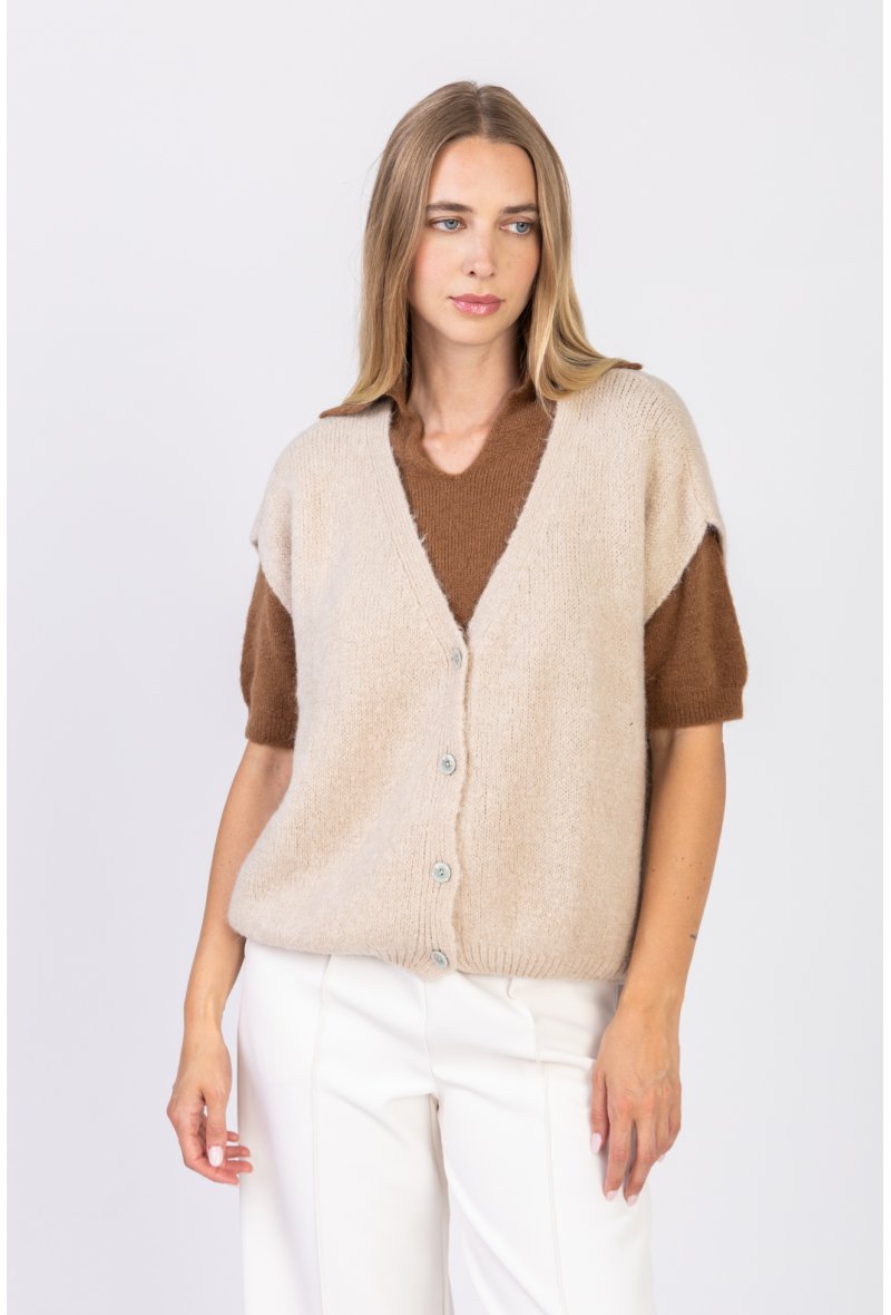 GILET ALPAGA À BOUTON