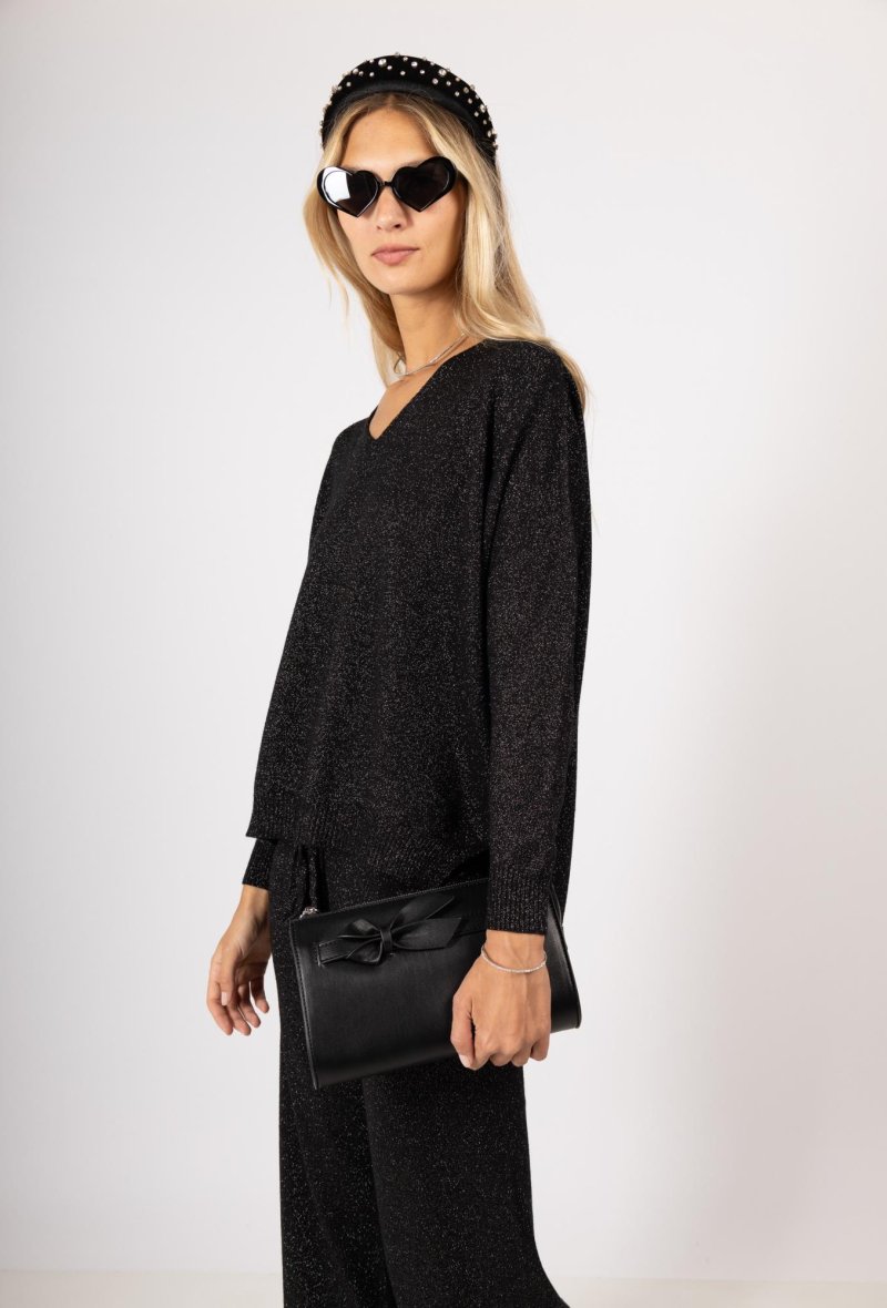 PULL COL V LUREX SANS COUTURE