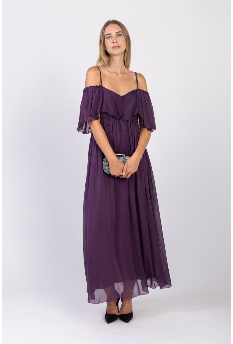 ROBE LONGUE EN SOIE MÉLANGÉE