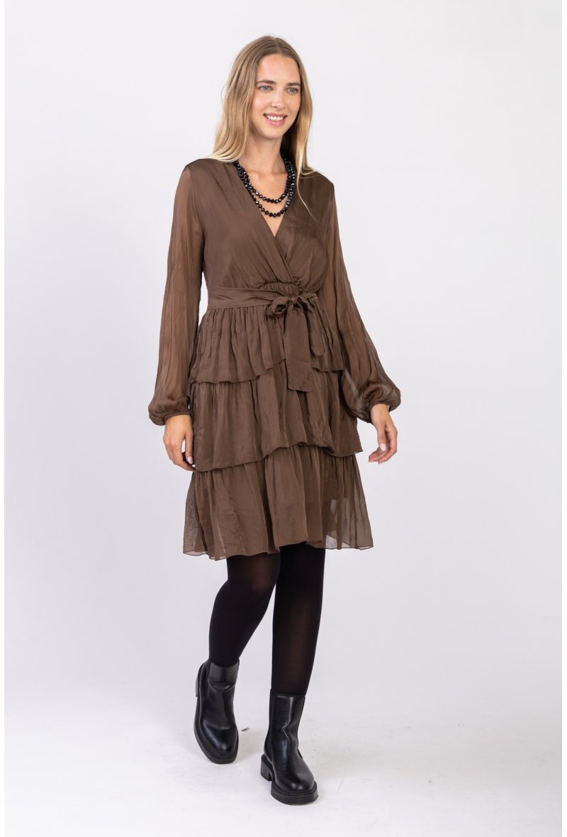 ROBE COURTE EN SOIE MÉLANGÉE