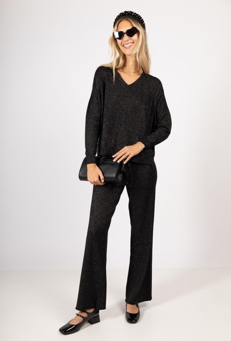 PANTALON EN MAILLE AVEC LUREX SANS COUTURE