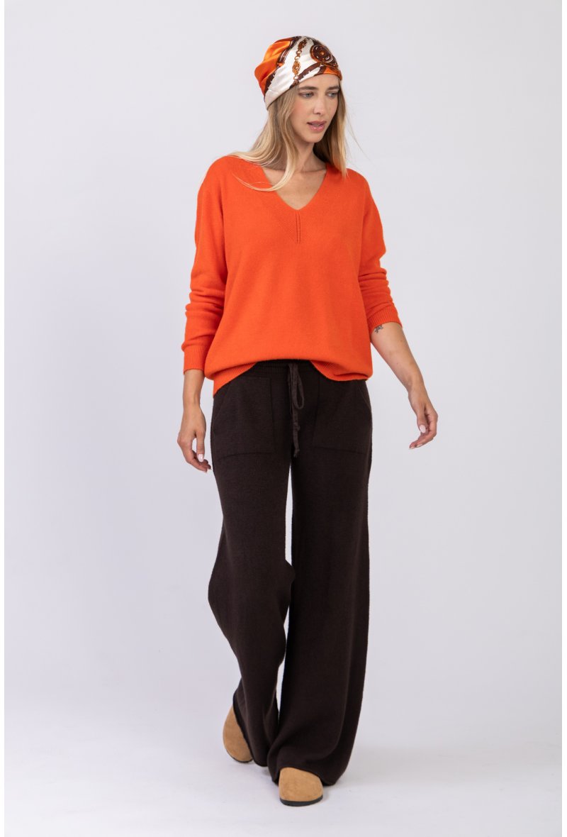 PULL COL V EN CÔTES SANS COUTURE