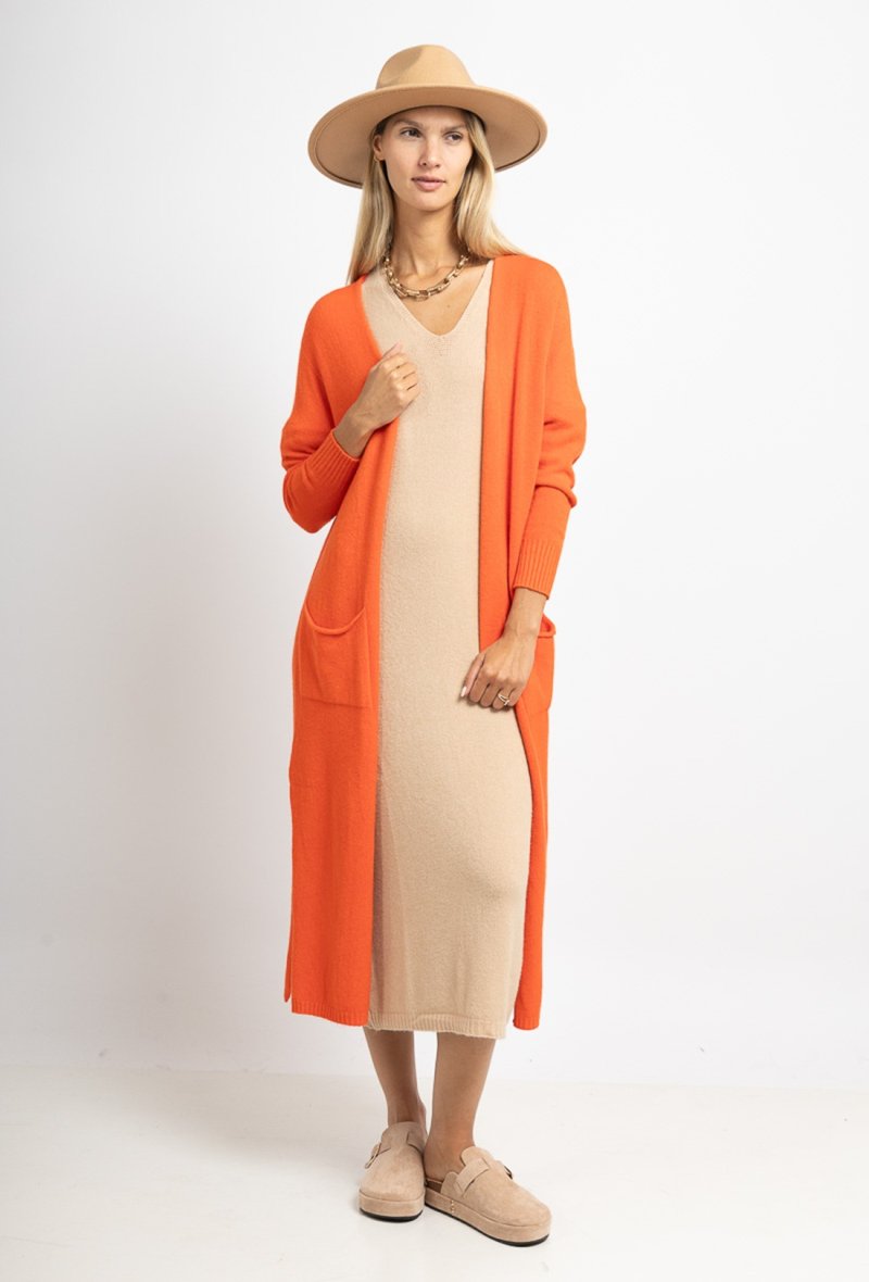 GILET LONG AVEC POCHES SANS COUTURE