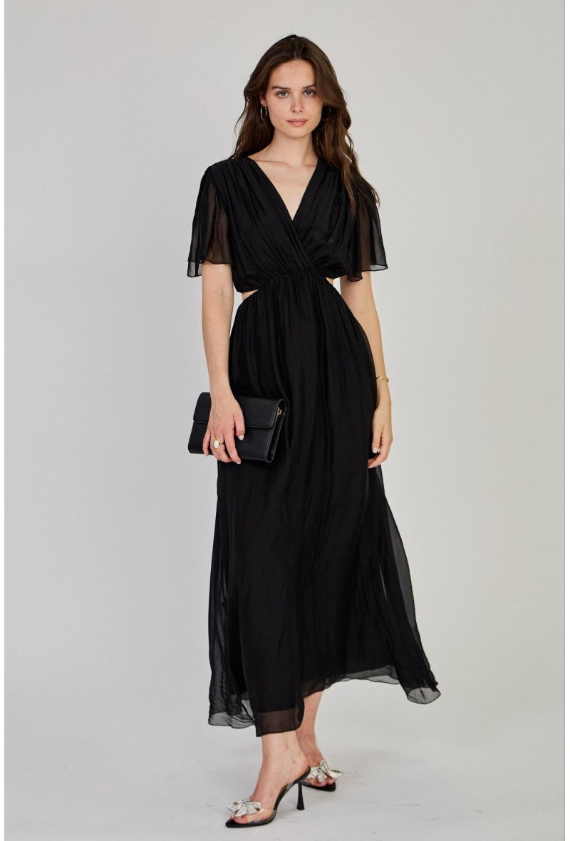 ROBE LONGUE EN SOIE MÉLANGÉE